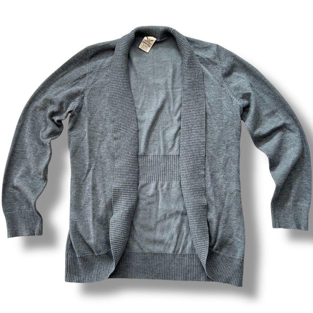 Faded Glory Open Front Cardigan with Fitted Waist size S Medium Grey Heather